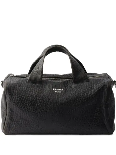 Prada Weekender Aus Nappa-leder In Schwarz