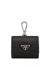 Prada Saffiano Leather Headphone Case In Black