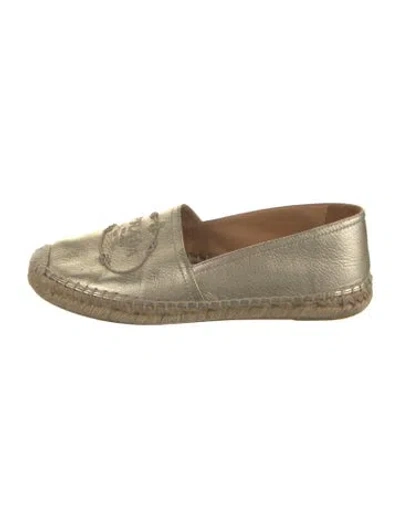 Pre-owned Prada Leather Embroidered Accent Espadrilles