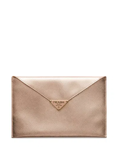 Prada Leather Envelope Clutch Bag In Pink