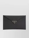 Prada Leather Envelope Clutch Triangle Logo