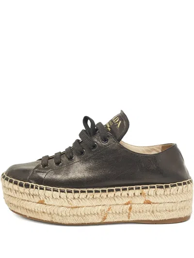 Pre-owned Prada Leather Espadrille Sneakers