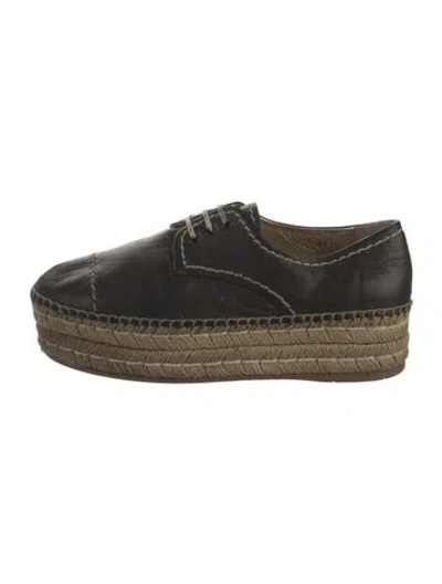 Pre-owned Prada Leather Espadrille Sneakers In Black