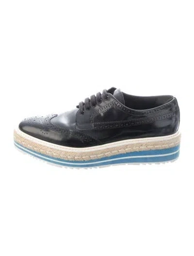 Pre-owned Prada Leather Espadrille Sneakers In Blue