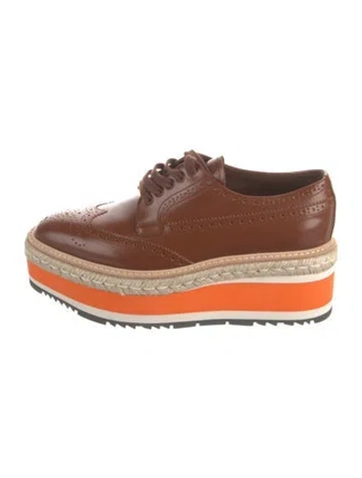 Pre-owned Prada Leather Espadrille Sneakers In Brown