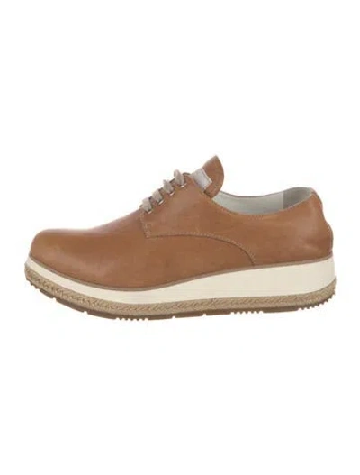 Pre-owned Prada Leather Espadrille Sneakers In Brown