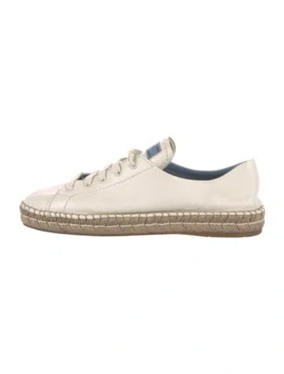 Pre-owned Prada Leather Espadrille Sneakers In Neutral