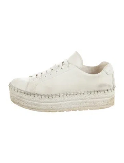 Pre-owned Prada Leather Espadrille Sneakers In White