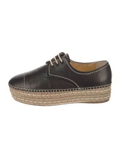 Pre-owned Prada Leather Espadrilles In Black