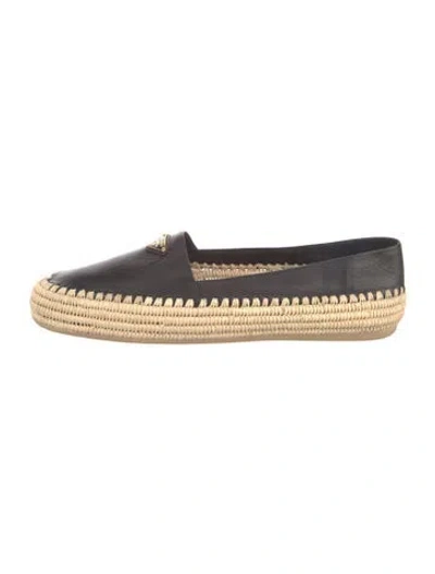 Pre-owned Prada Leather Espadrilles In Black