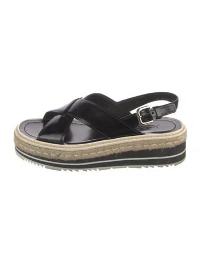 Pre-owned Prada Leather Espadrilles In Black