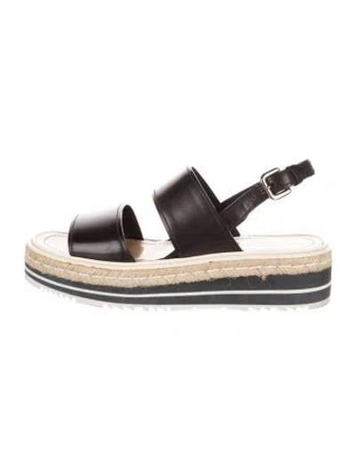 Pre-owned Prada Leather Espadrilles In Black