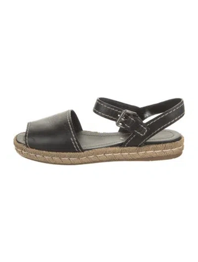 Pre-owned Prada Leather Espadrilles In Black