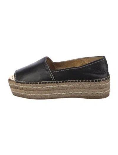 Pre-owned Prada Leather Espadrilles In Black