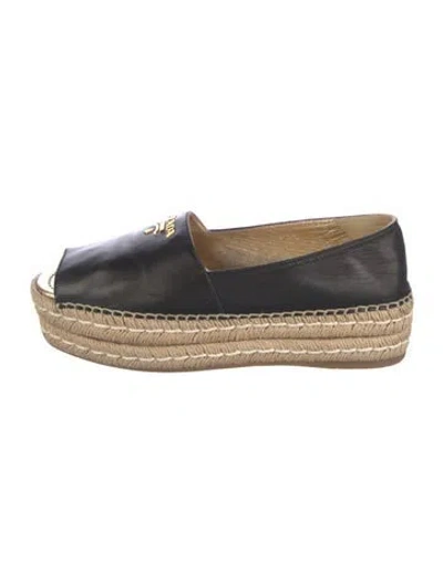 Pre-owned Prada Leather Espadrilles In Black