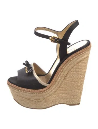 Pre-owned Prada Leather Espadrilles In Black