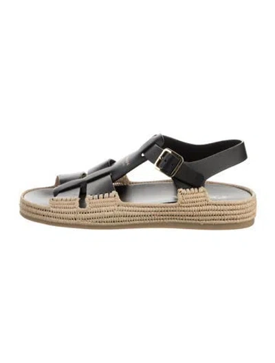 Pre-owned Prada Leather Espadrilles In Black