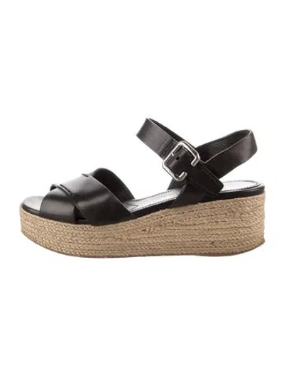 Pre-owned Prada Leather Espadrilles In Black