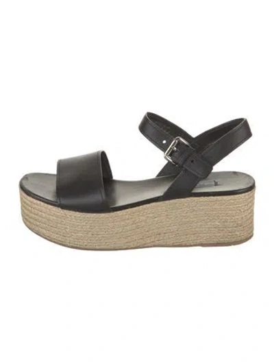 Pre-owned Prada Leather Espadrilles In Black
