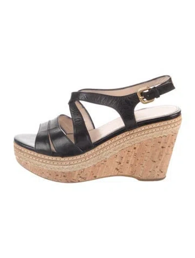 Pre-owned Prada Leather Espadrilles In Black