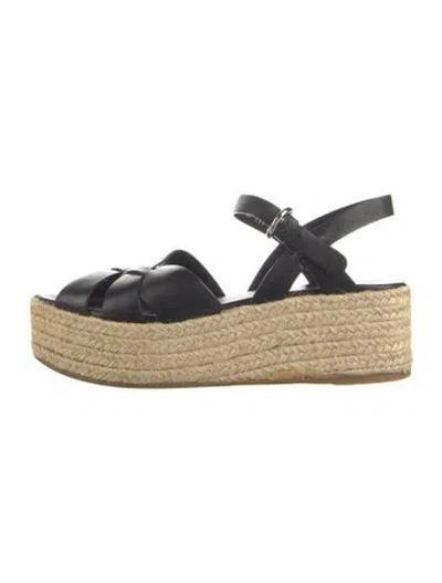 Pre-owned Prada Leather Espadrilles In Black