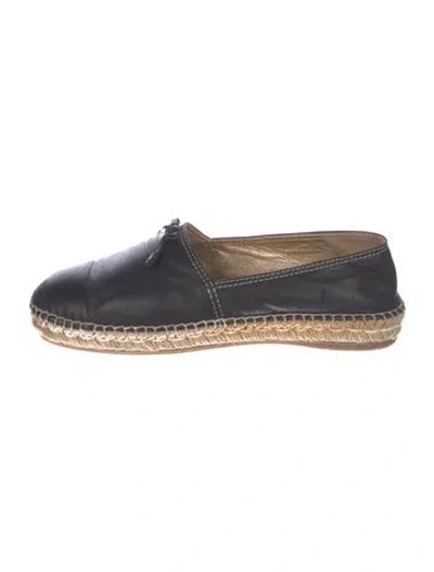 Pre-owned Prada Leather Espadrilles In Black