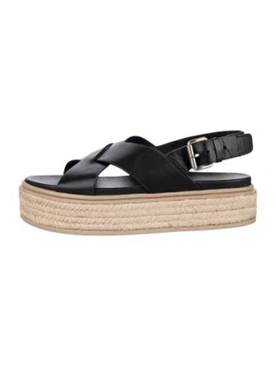Pre-owned Prada Leather Espadrilles In Black