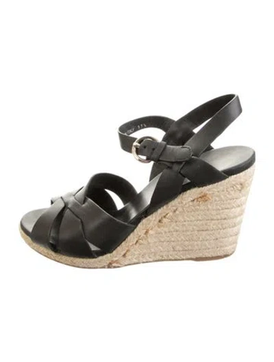 Pre-owned Prada Leather Espadrilles In Black