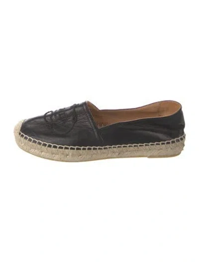 Pre-owned Prada Leather Espadrilles In Black