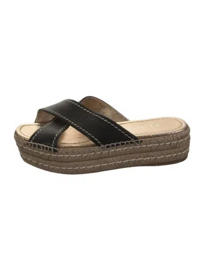 Pre-owned Prada Leather Espadrilles In Black