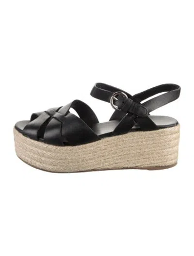 Pre-owned Prada Leather Espadrilles In Black