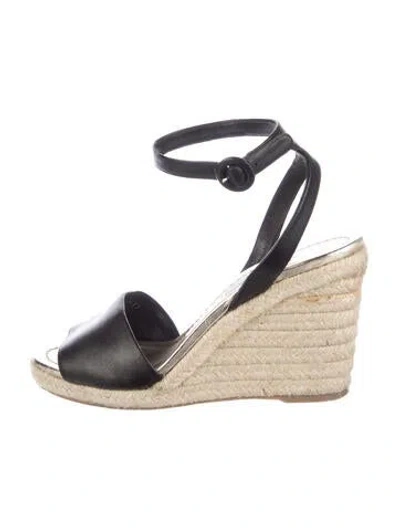 Pre-owned Prada Leather Espadrilles In Black/metallic