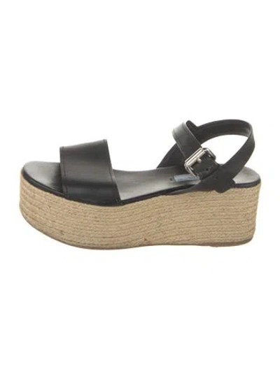 Pre-owned Prada Leather Espadrilles In Black/neutrals