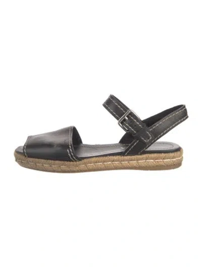 Pre-owned Prada Leather Espadrilles In Black/neutrals