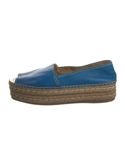 Pre-owned Prada Leather Espadrilles In Blue