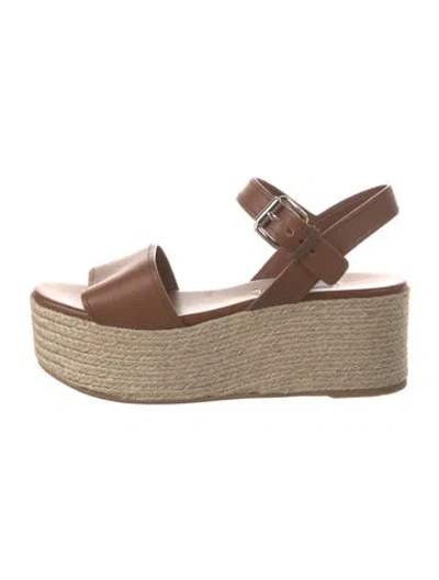 Pre-owned Prada Leather Espadrilles In Brown