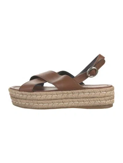 Pre-owned Prada Leather Espadrilles In Brown