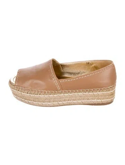 Pre-owned Prada Leather Espadrilles In Brown