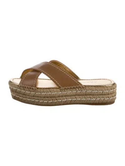 Pre-owned Prada Leather Espadrilles In Brown