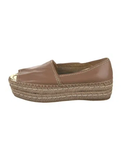 Pre-owned Prada Leather Espadrilles In Brown
