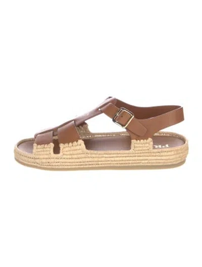 Pre-owned Prada Leather Espadrilles In Brown