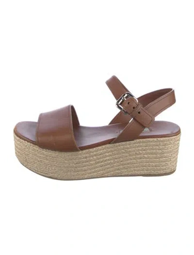 Pre-owned Prada Leather Espadrilles In Brown