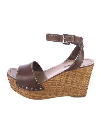 Pre-owned Prada Leather Espadrilles In Brown