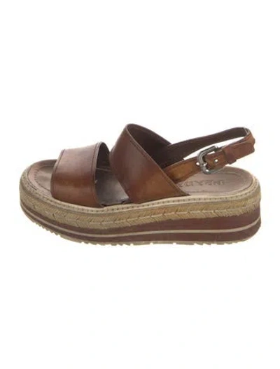 Pre-owned Prada Leather Espadrilles In Brown
