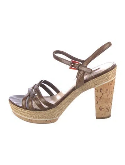 Pre-owned Prada Leather Espadrilles In Brown