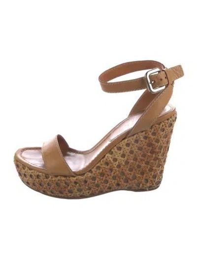 Pre-owned Prada Leather Espadrilles In Brown