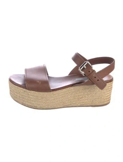 Pre-owned Prada Leather Espadrilles In Brown