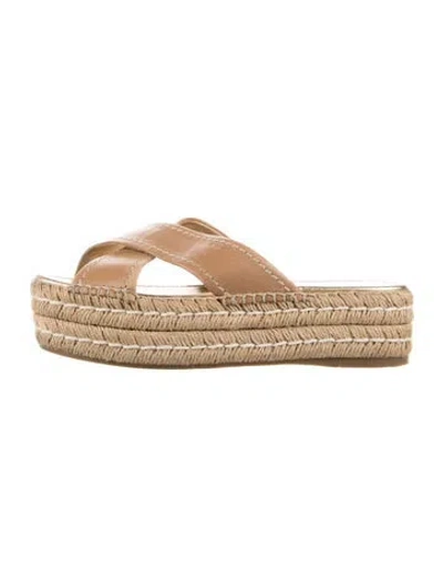 Pre-owned Prada Leather Espadrilles In Brown