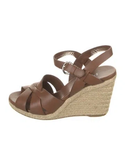 Pre-owned Prada Leather Espadrilles In Brown