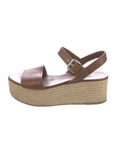 Pre-owned Prada Leather Espadrilles In Brown